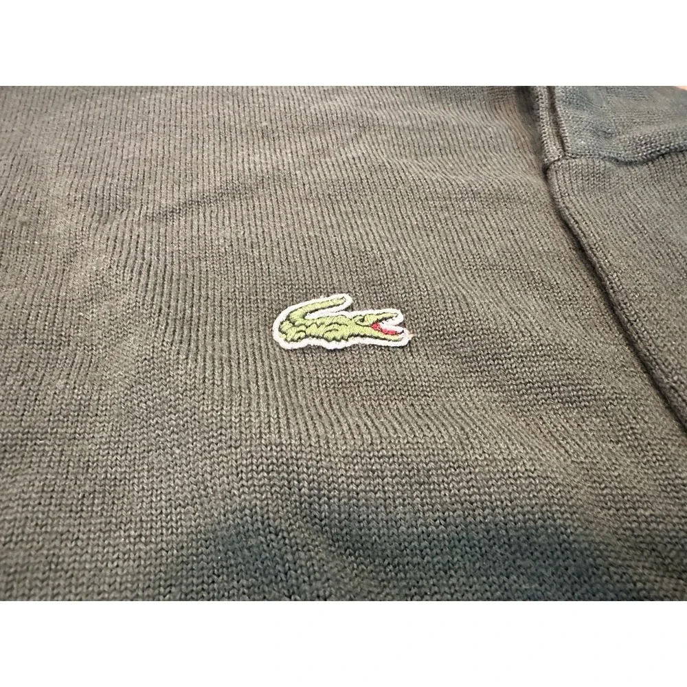 Vintage Lacoste Green 100% Wool Mens Turtleneck Size 7 US XXL Made France Logo
